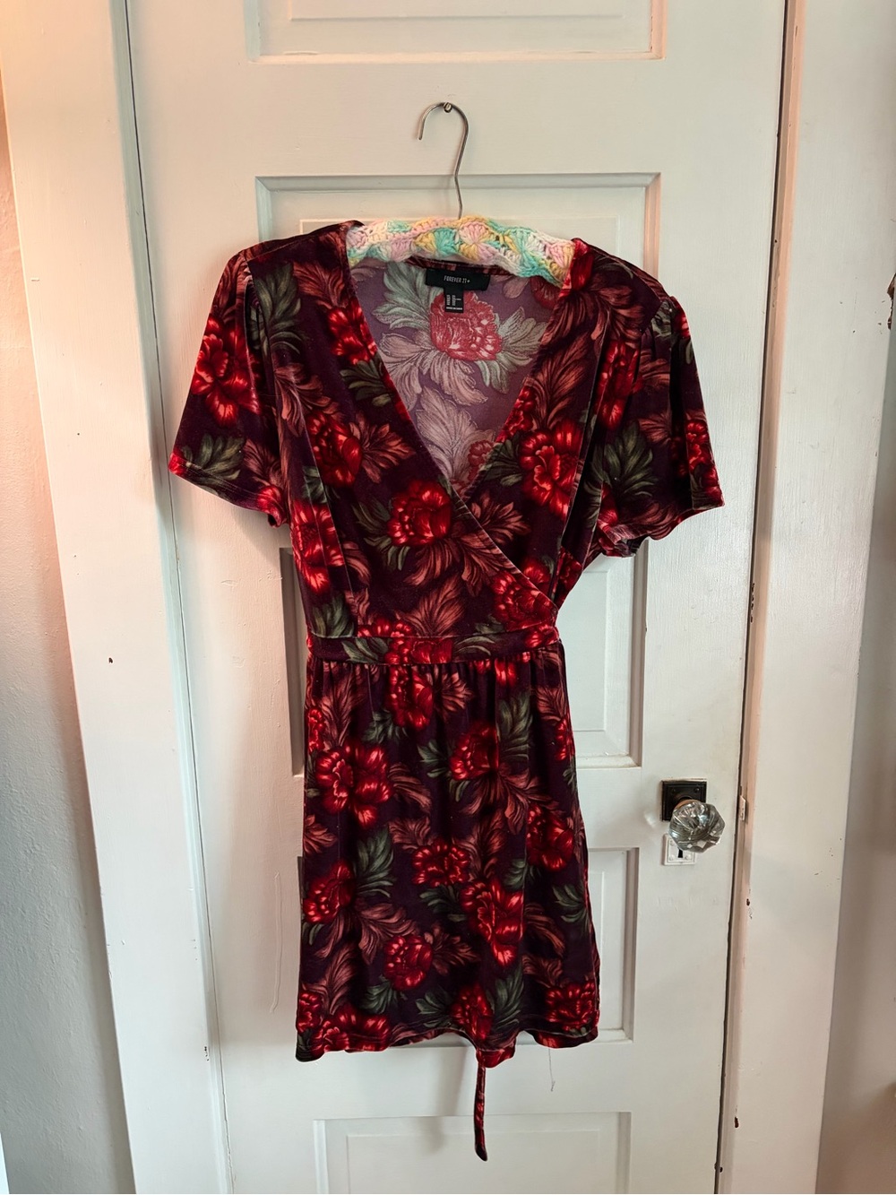 Floral Wrap Mini Dress in Burgundy Red - Forever 21